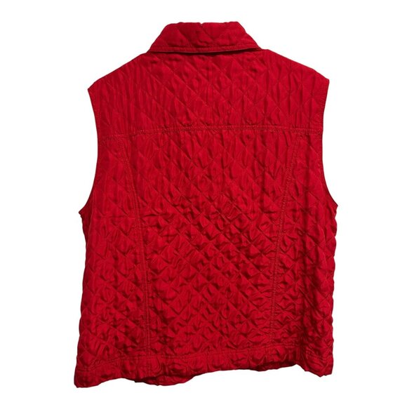 Debra DeRoo Womens Quilted Red Sleeveless Vest Zippered Pockets Sz XL - Picture 2 of 10